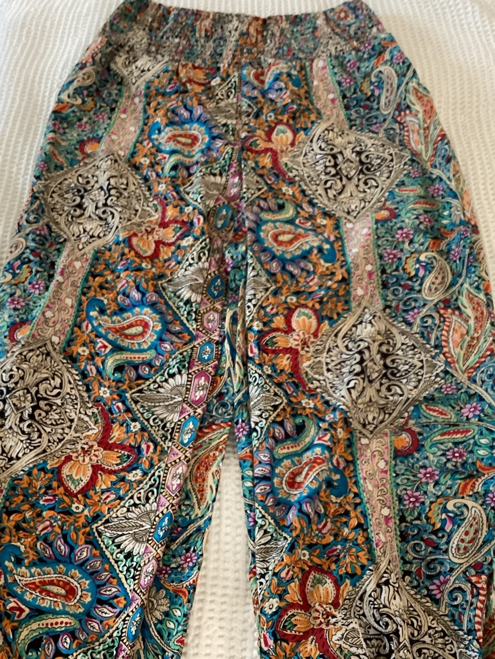 Cupshe Paisley Print Boho Wide-Leg Pants in Teal, Orange, Pink, Black